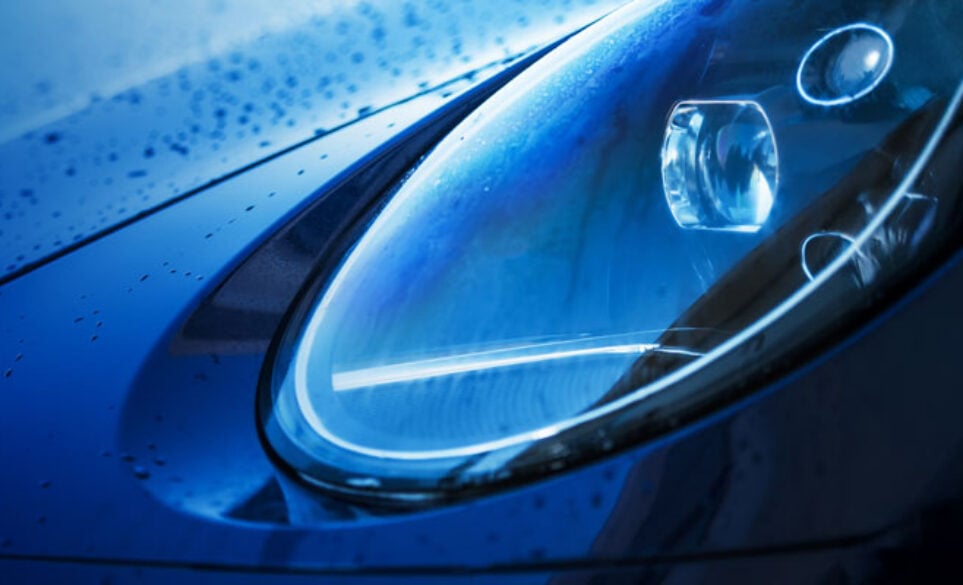 close up of car headlight.